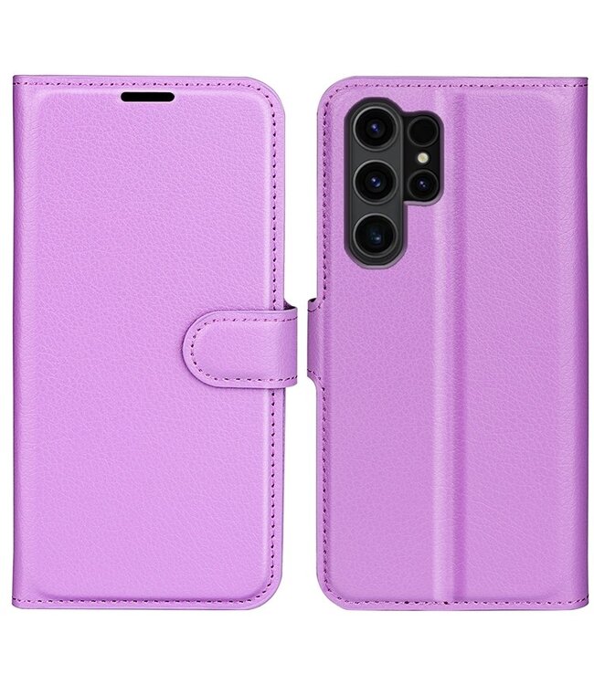 SoFetch Paars Litchee Bookcase Hoesje voor de Samsung Galaxy S24 Ultra