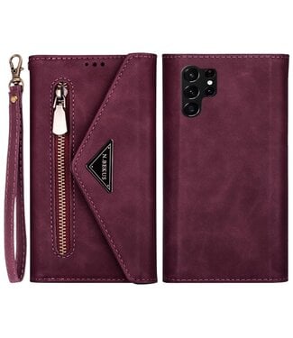 N.Bekus Bordeaux Rood Portemonnee Modern Bookcase Hoesje Samsung Galaxy S24 Ultra