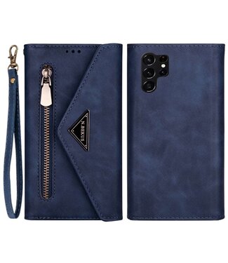 N.Bekus Navy Blauw Portemonnee Modern Bookcase Hoesje Samsung Galaxy S24 Ultra