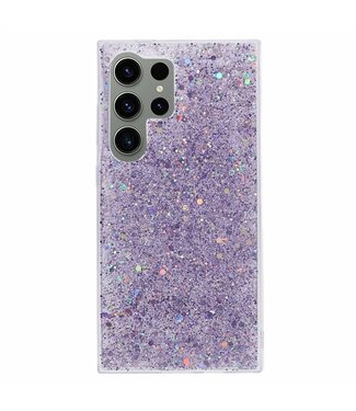SoFetch Paars Glitters TPU Hoesje Samsung Galaxy S24 Ultra
