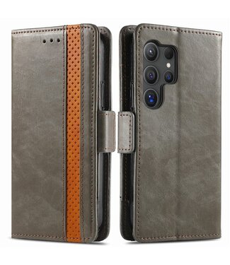 SoFetch Grijs RFID Splitleder Bookcase Hoesje Samsung Galaxy S24 Ultra
