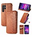 SoFetch Bruin Geometrisch Bookcase Hoesje voor de Samsung Galaxy S24 Ultra