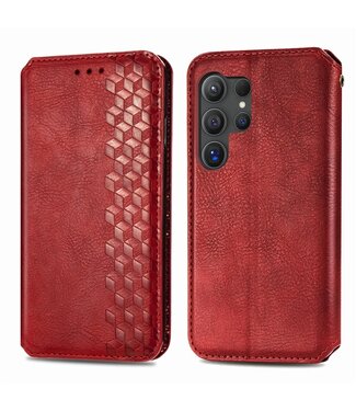 SoFetch Rood Geometrisch Bookcase Hoesje Samsung Galaxy S24 Ultra