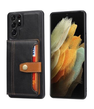 SoFetch Zwart Pasjeshouder Backcover Hoesje Samsung Galaxy S24 Ultra