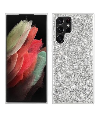 SoFetch Zilver Glitters Hybride Hoesje Samsung Galaxy S24 Ultra