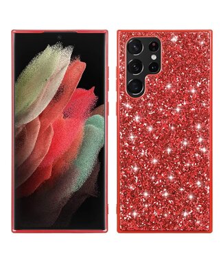 SoFetch Rood Glitters Hybride Hoesje Samsung Galaxy S24 Ultra