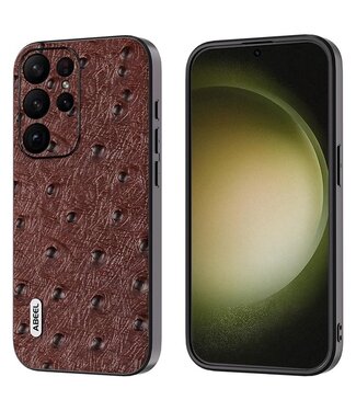 Abeel Koffiebruin Struisvogel Backcover Hoesje Samsung Galaxy S24 Ultra