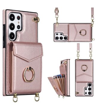 SoFetch Rozegoud Portemonnee Backcover Hoesje Samsung Galaxy S24 Ultra