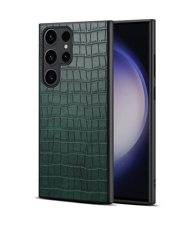 SoFetch Groen Modern Krokodillen Hybride Hoesje voor de Samsung Galaxy S24 Ultra