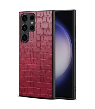 SoFetch Roze Modern Krokodillen Hybride Hoesje Samsung Galaxy S24 Ultra