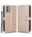 SoFetch Rozegoud Stippen Bookcase Hoesje met Polsbandje voor de Nokia G22