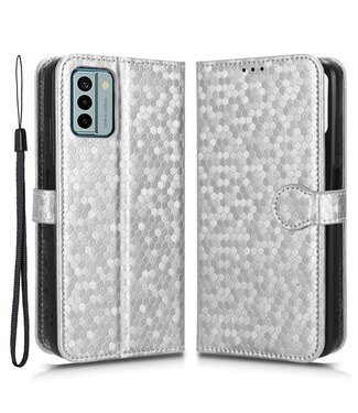 SoFetch Zilver Stippen Bookcase Hoesje met Polsbandje Nokia G22