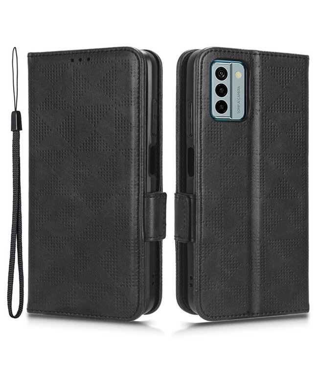 SoFetch Zwart Driehoekdesign Bookcase Hoesje met Polsbandje voor de Nokia G22