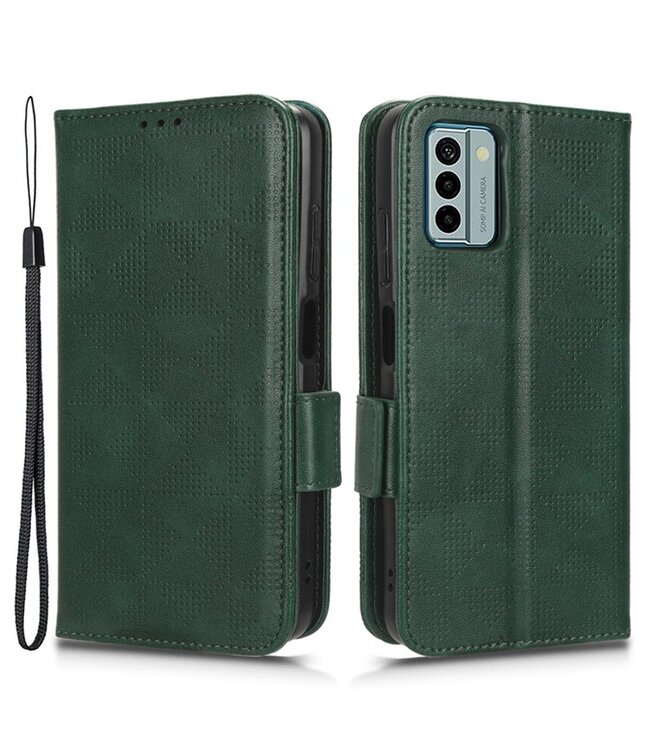 SoFetch Groen Driehoekdesign Bookcase Hoesje met Polsbandje voor de Nokia G22
