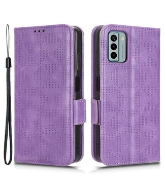 SoFetch Paars Driehoekdesign Bookcase Hoesje met Polsbandje Nokia G22