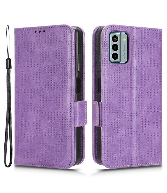 SoFetch Paars Driehoekdesign Bookcase Hoesje met Polsbandje voor de Nokia G22