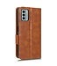 SoFetch Bruin Driehoekdesign Bookcase Hoesje met Polsbandje voor de Nokia G22