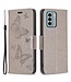 SoFetch Grijs Vlinders Bookcase Hoesje met Polsbandje voor de Nokia G22