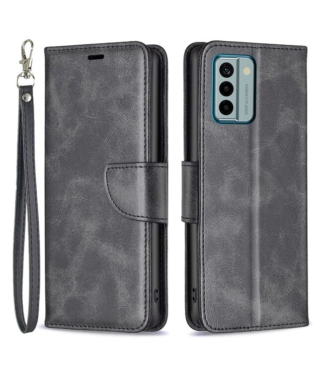 SoFetch Zwart Effen Bookcase Hoesje met Polsbandje voor de Nokia G22