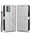 SoFetch Zilver Stippen Bookcase Hoesje met Polsbandje voor de Nokia G22
