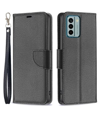 SoFetch Zwart Litchee Bookcase Hoesje met Polsbandje Nokia G22