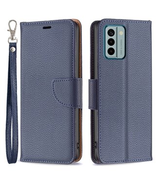 SoFetch Donkerblauw Litchee Bookcase Hoesje met Polsbandje Nokia G22