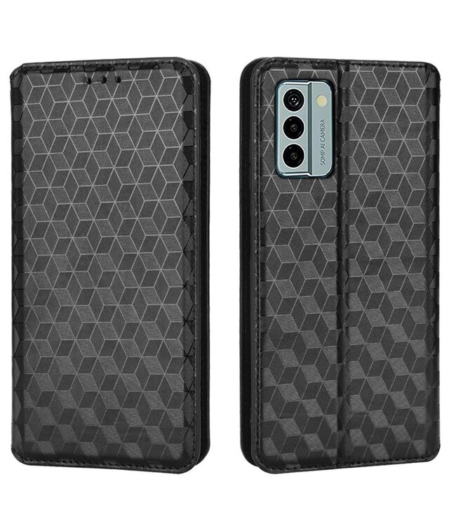 SoFetch Zwart Ruiten Bookcase Hoesje voor de Nokia G22