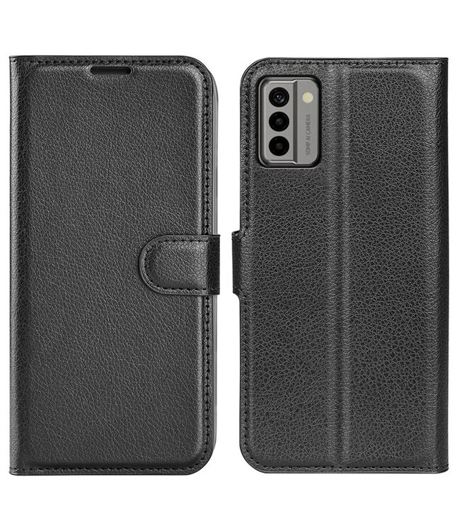 SoFetch Zwart Litchee Bookcase Hoesje voor de Nokia G22