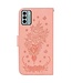 SoFetch Roze Bloemen Vlinder Bookcase Hoesje met Polsbandje voor de Nokia G22