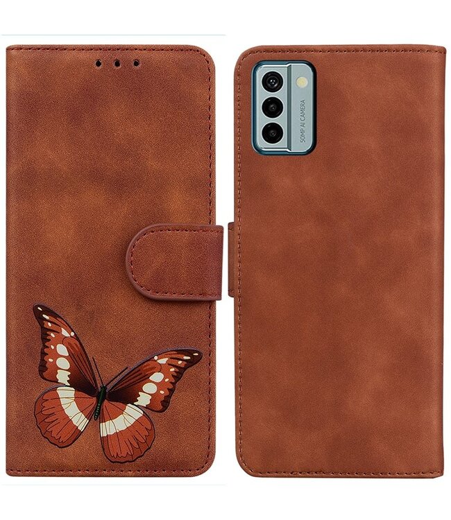 SoFetch Bruin Vlinder Bookcase Hoesje voor de Nokia G22