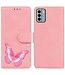 SoFetch Roze Vlinder Bookcase Hoesje voor de Nokia G22