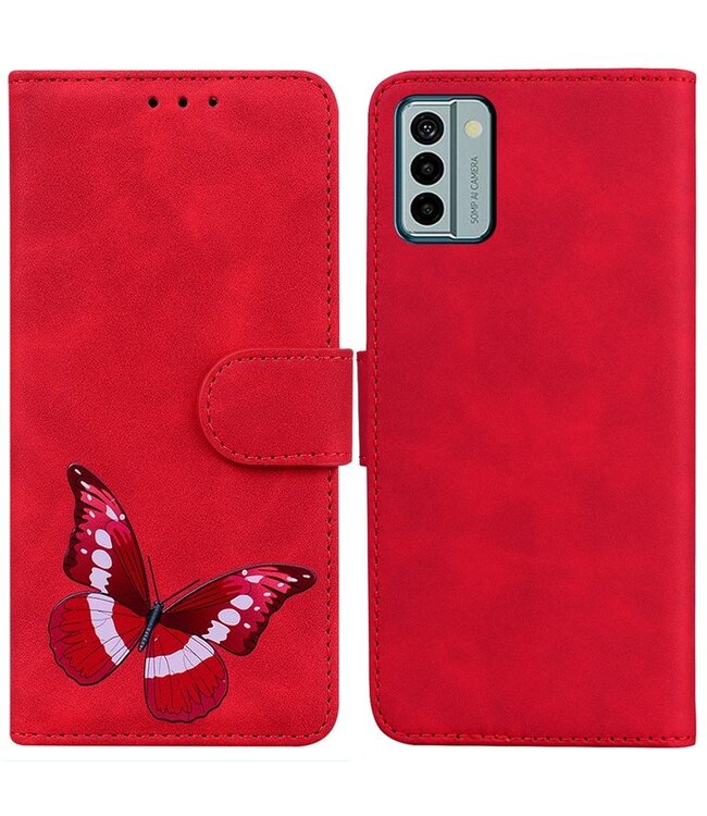 SoFetch Rood Vlinder Bookcase Hoesje voor de Nokia G22
