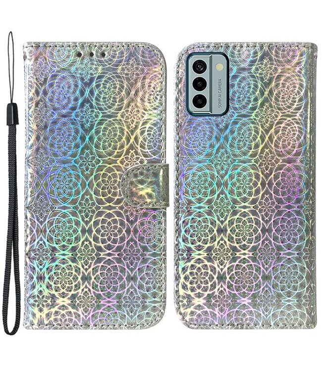 SoFetch Grijs Bloem Bookcase Hoesje met Polsbandje voor de Nokia G22