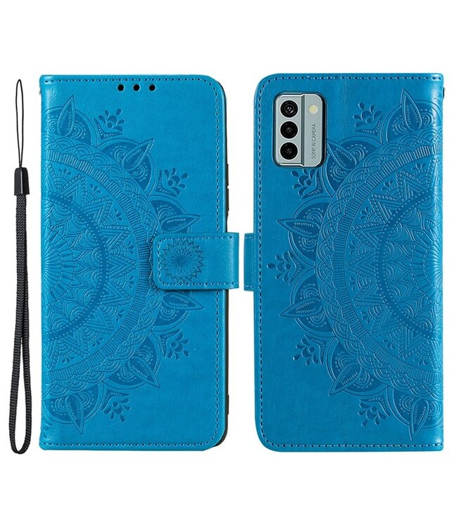 SoFetch Blauw Mandala Bookcase Hoesje met Polsbandje voor de Nokia G22