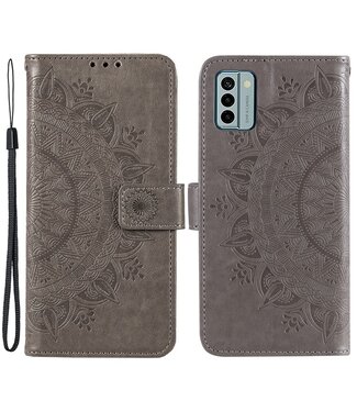 SoFetch Grijs Mandala Bookcase Hoesje met Polsbandje Nokia G22