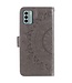 SoFetch Grijs Mandala Bookcase Hoesje met Polsbandje voor de Nokia G22