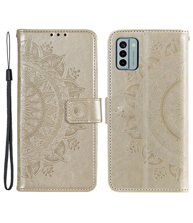 SoFetch Goud Mandala Bookcase Hoesje met Polsbandje voor de Nokia G22