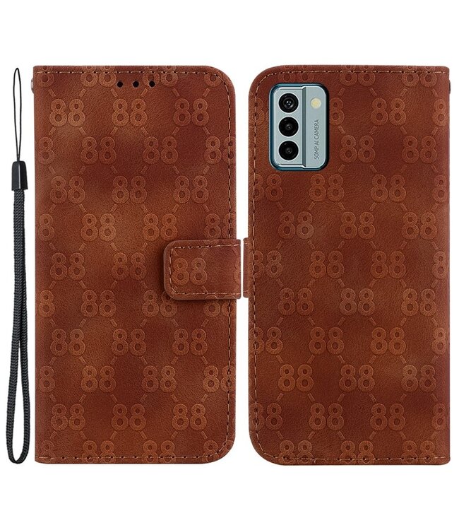 SoFetch Bruin Monogram Bookcase Hoesje voor de Nokia G22