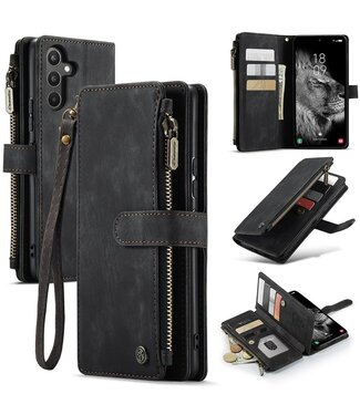 CaseMe Zwart Portemonnee Bookcase Hoesje met Polsbandje Samsung Galaxy A34