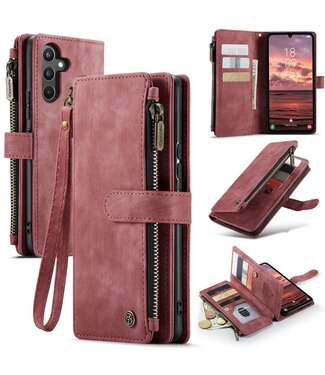 CaseMe Rood Portemonnee Bookcase Hoesje met Polsbandje Samsung Galaxy A34
