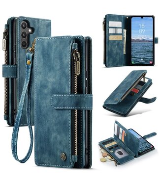 CaseMe Blauw Portemonnee Bookcase Hoesje met Polsbandje Samsung Galaxy A34