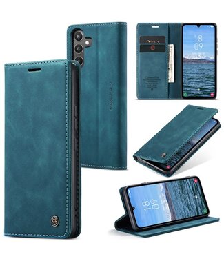 CaseMe Blauw Pasjeshouder Glad Bookcase Hoesje Samsung Galaxy A34