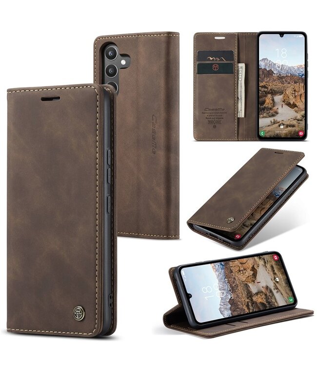 Koffiebruin Pasjeshouder Glad Bookcase Hoesje voor de Samsung Galaxy A34