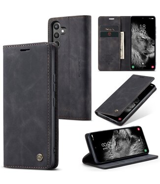 CaseMe Zwart Pasjeshouder Glad Bookcase Hoesje Samsung Galaxy A34