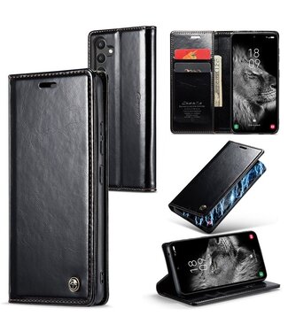Zwart Pasjeshouder Golvend Bookcase Hoesje Samsung Galaxy A34