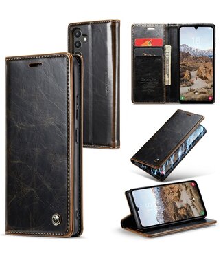 Koffiebruin Pasjeshouder Golvend Bookcase Hoesje Samsung Galaxy A34