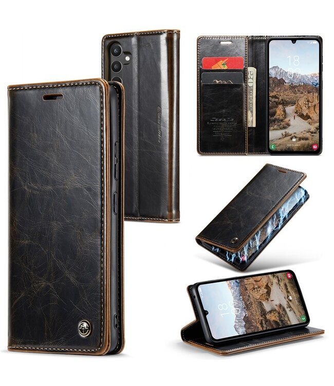 Koffiebruin Pasjeshouder Golvend Bookcase Hoesje voor de Samsung Galaxy A34