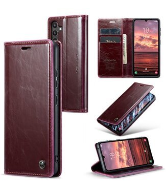 CaseMe Rood Pasjeshouder Golvend Bookcase Hoesje Samsung Galaxy A34