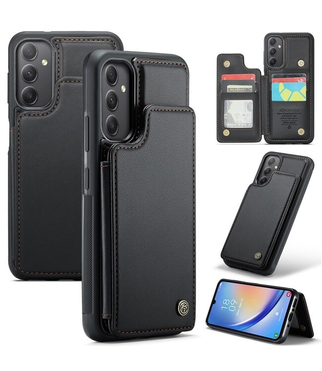 CaseMe Zwart RFID Glanzend Backcover Hoesje voor de Samsung Galaxy A34