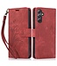 SoFetch Rood Bloem Vlinder Bookcase Hoesje met Polsbandje voor de Samsung Galaxy A34